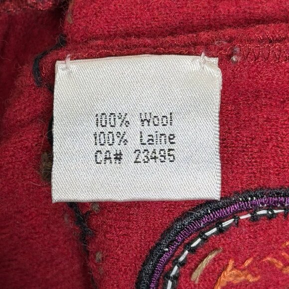 Icelandic Design Boiled Wool Jacket Womens Size M Embroidered Zip Sweater Pocket - Picture 7 of 8